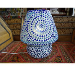 Azure blue round mosaic lamp 23X30 cm