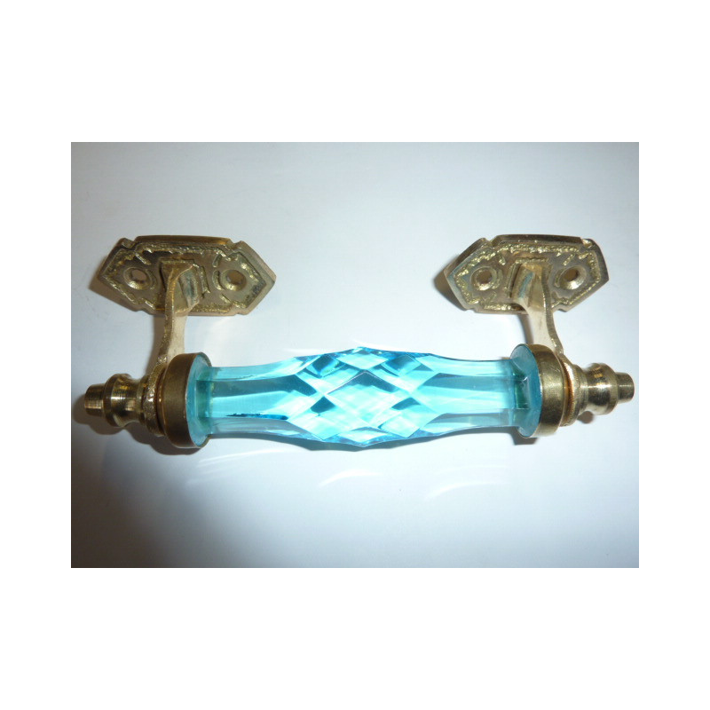 handle in glass 14 cm turquoise