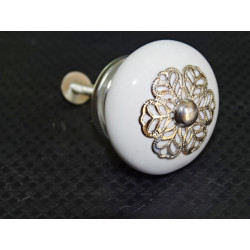 White porcelain handle with metal...