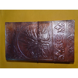 Large leather travel diary with ARBRE...