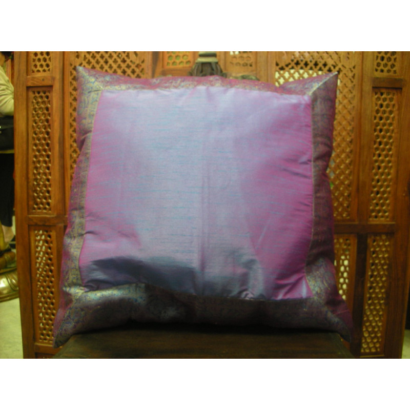 cushion cover 60x60 blue purple taffetas border brocade