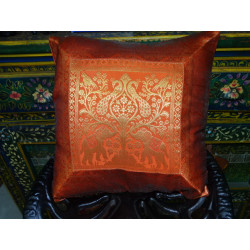 Cushion cover 2 elephants in orange...