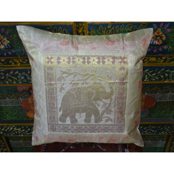 White cushion cover with 1 elephant...