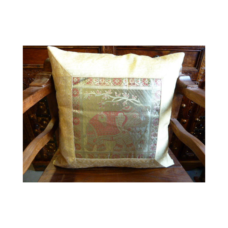 cushions covers of cushion 1 elephant écru border brocade