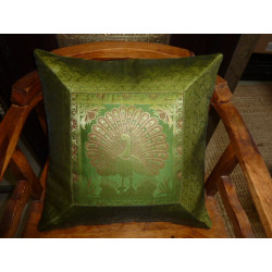 cushion cover peacock green border...