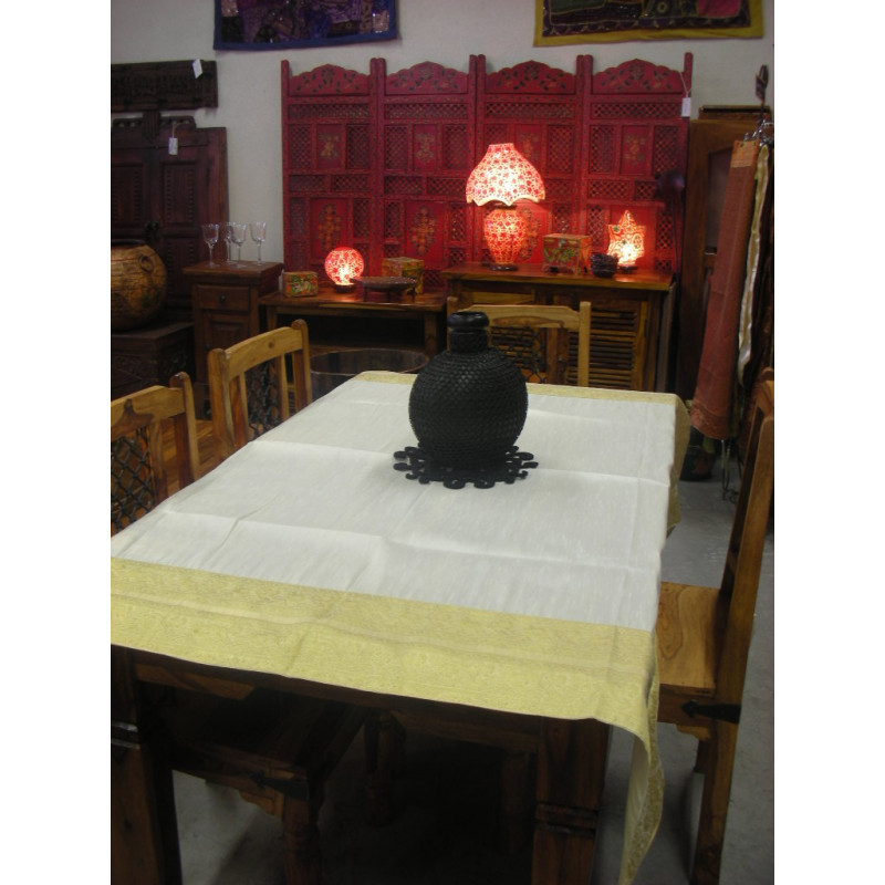 table covers taffetas brocade 150x150 cm écru