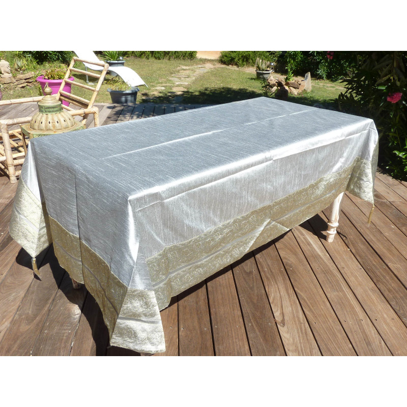 table covers taffetas brocade 150x225 cm grey