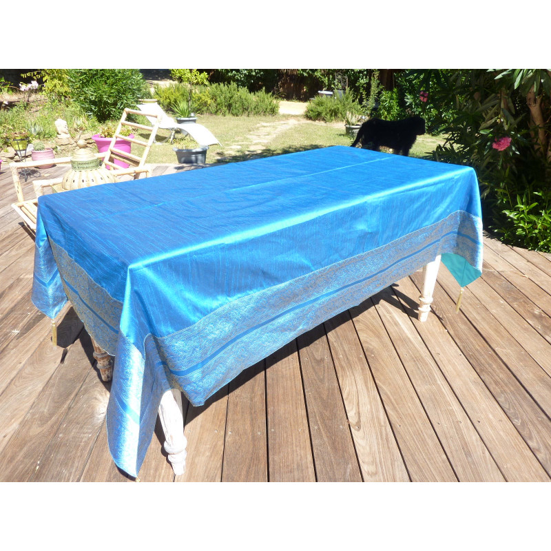 table covers taffetas brocade 150x225 cm turquoise