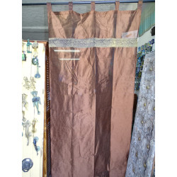 Chocolate brown taffeta curtains with...