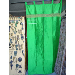 Spring green taffeta curtains with a...