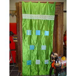             Taffeta curtains with green...