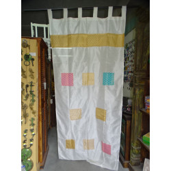 White taffeta curtains with ecru...