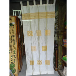 Ecru taffeta curtains with patchwork...
