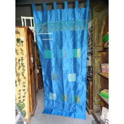 Turquoise taffeta curtains with...
