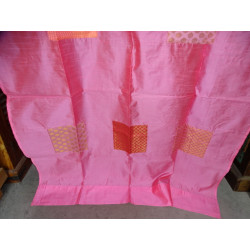 Pink taffeta curtains with patchwork...