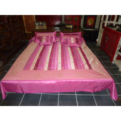 Quilt cover rayures taffetas pink and...