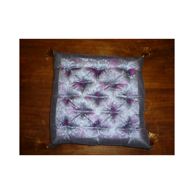 Galette de chaise grise violette centre dragon