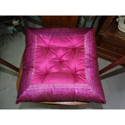 Chair cushion with fuchsia brocade...