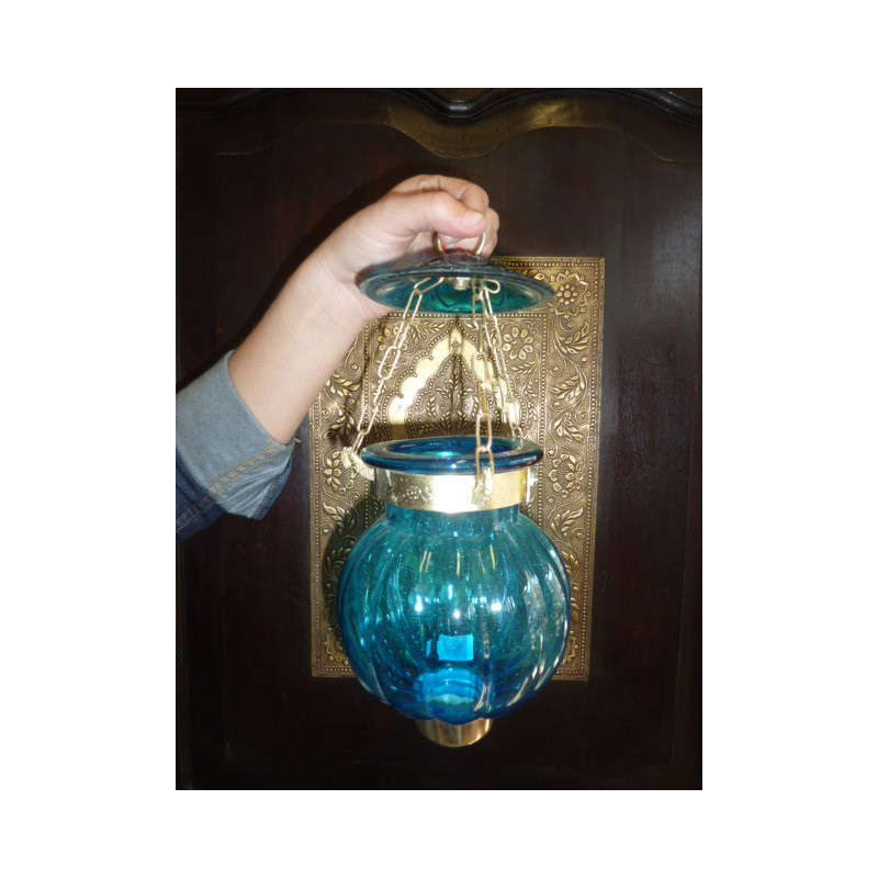 Lampe KHARBUJA turquoise13x13 cm