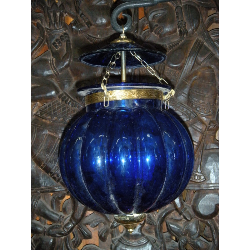 KHARBUJA vetro lampada 22x22 cm blu scuro Soufle