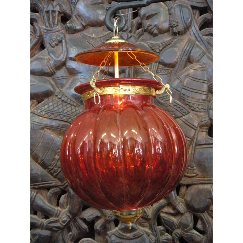 Lampe KHARBUJA verre souflé rouge 22x22 cm