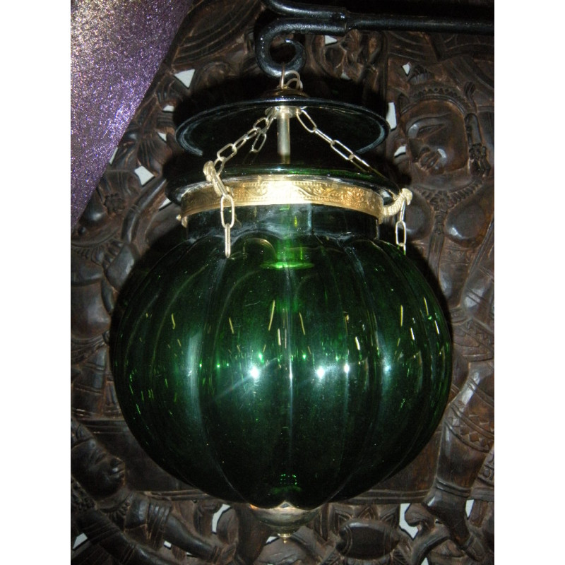 Lampe KHARBUJA verre souflé vert foncé 22x22 cm