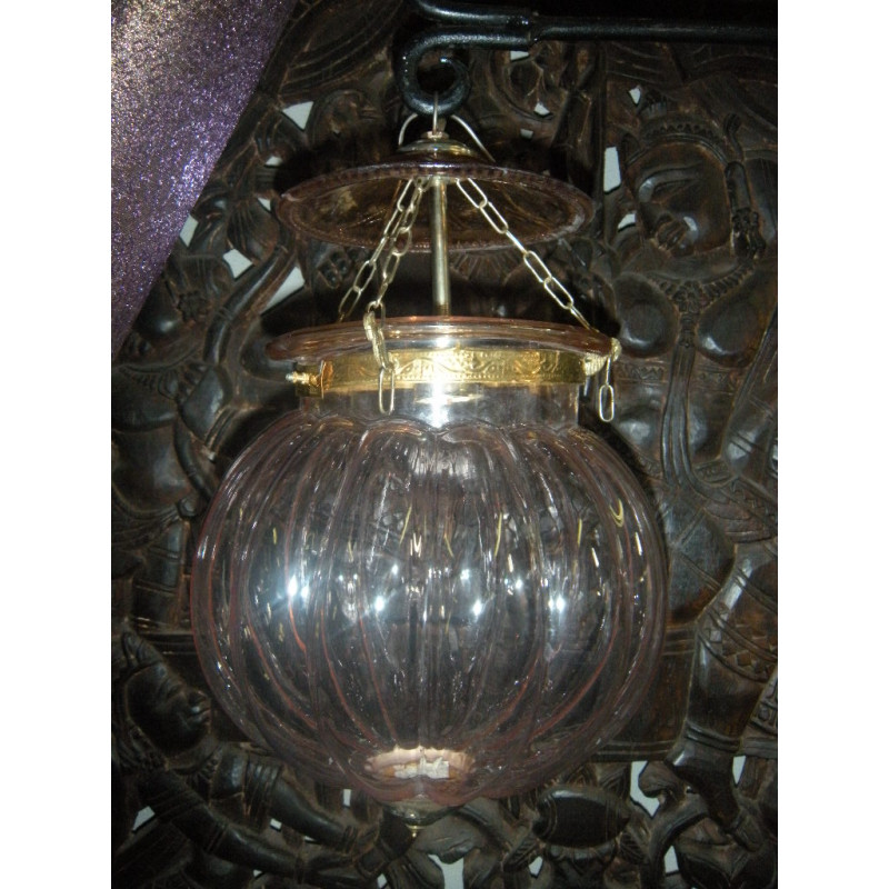 Lampe KHARBUJA verre souflé rose 22x22 cm