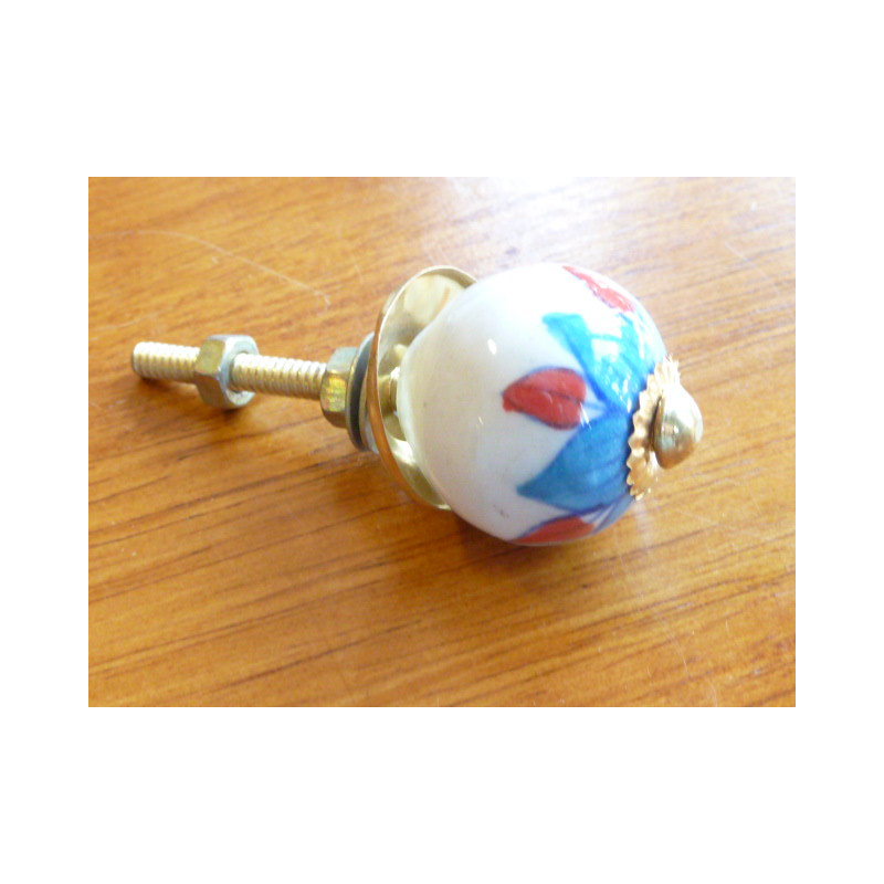 Mini knobs flower turquoise and red