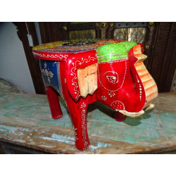 Stool with red and multicolored...