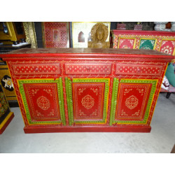             Red sideboard painted in...