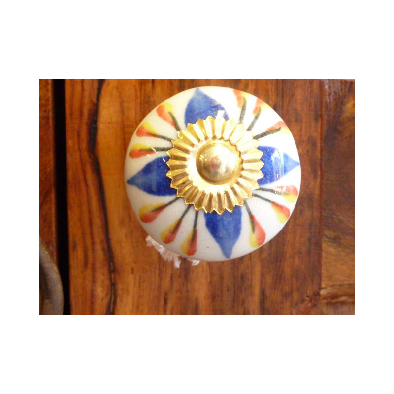 Porcelain knobs flower blue