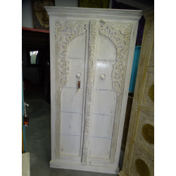 Sanded white arched carved wardrobe...