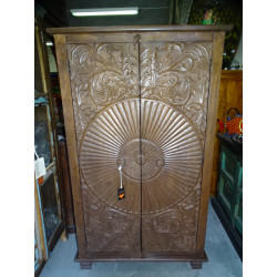 Hand-carved Indian wardrobe with teak...