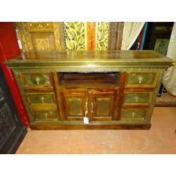 furniture low flat TV rosewood/brass