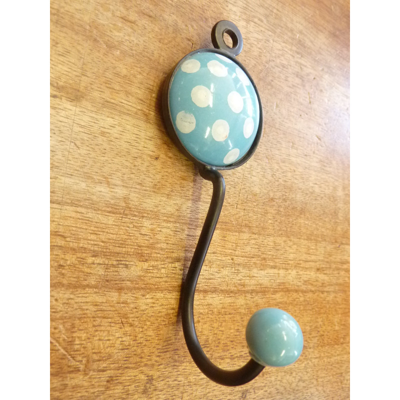 Coat hanger round colored sky blue with white polka dots