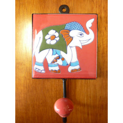 wall hook 10x10x17 cm Eléphant red right