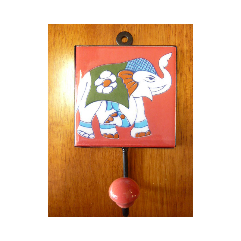 wall hook 10x10x17 cm Eléphant red right
