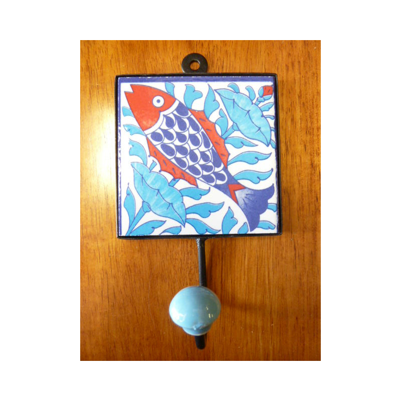 wall hook 10x10x17 cm fish blue and red