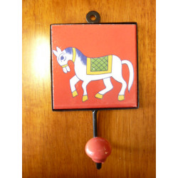 wall hook 10x10x17 cm horse red left