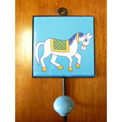 wall hook 10x10x17 cm horse blue right