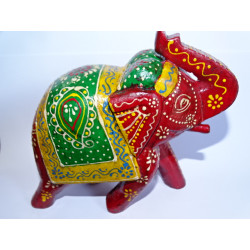 Red Hand Painted Ceremonial Elephant...