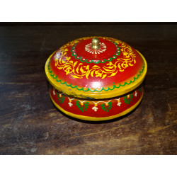 Hand painted red round box with a...