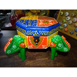Green octagonal box with 4 elephant...
