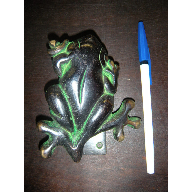 poignée en bronze grenouille vert