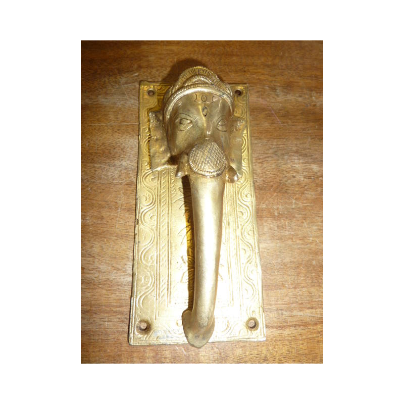 Door knocker brass elephant gold plaque
