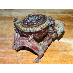 Bronze dragon-shaped censer with...