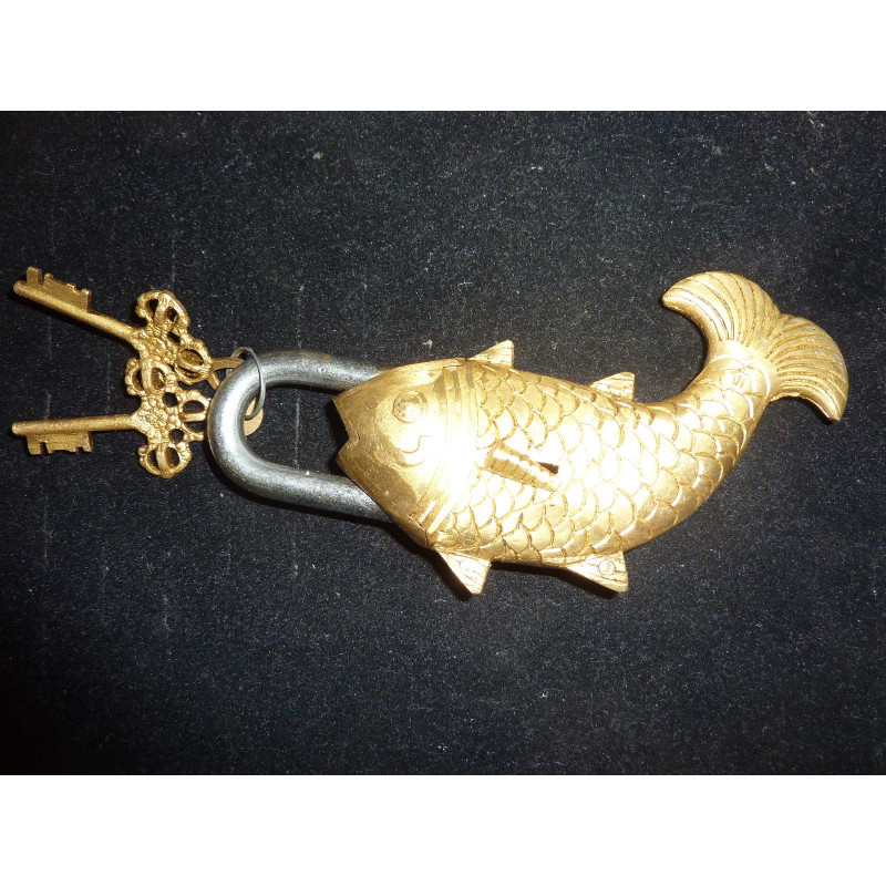 padlock brass fish gold