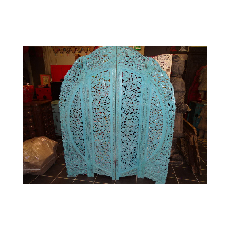 Round Screen sanded turquoise flowers