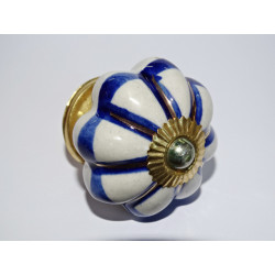 White pumpkin handles with blue and...