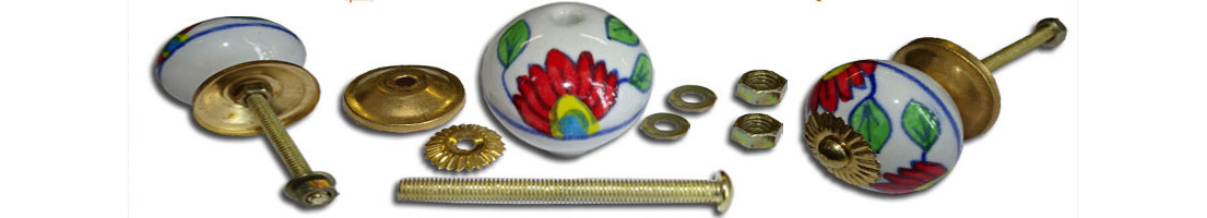 Buttons, knobs and door handles and drawer porcelain, ceramic handles.